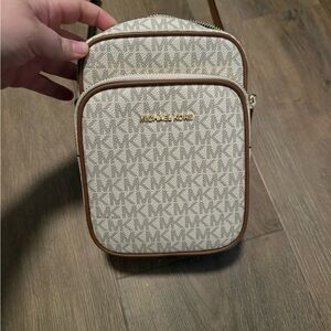Michael Kors Monogram Belt Bag in Beige and Brown